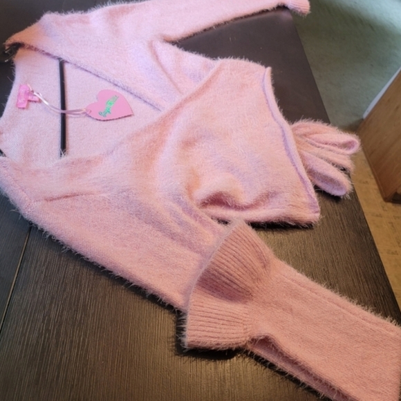 Sugar Thrillz Sweaters - NWT sugar thrillz pink wrap sweater